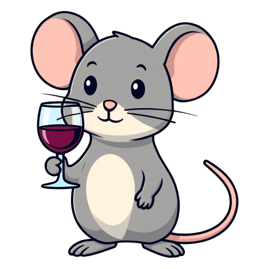 mouse with glass of vine sticker