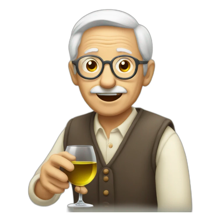 Old man with a glas of wine sticker