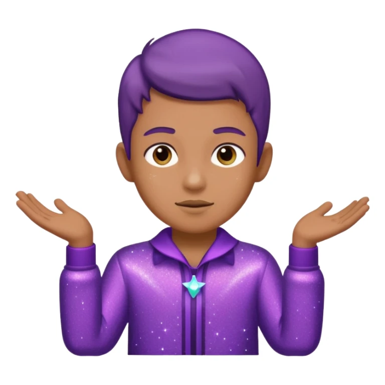 boy supervisor wearing glitter purple glittery clothes sticker