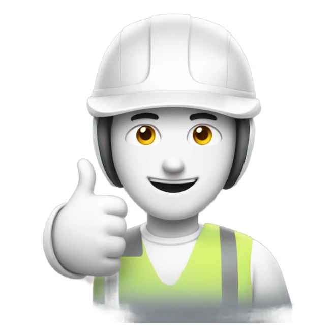Man with a white helmet and a grey workwear giving a thumbs up sticker