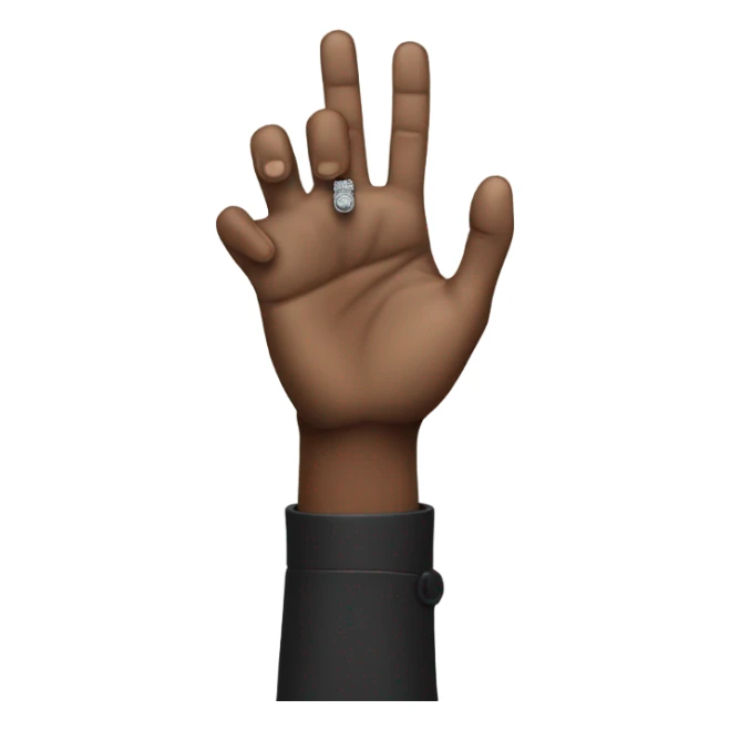 black hand with ring finger and middle finger together sticker
