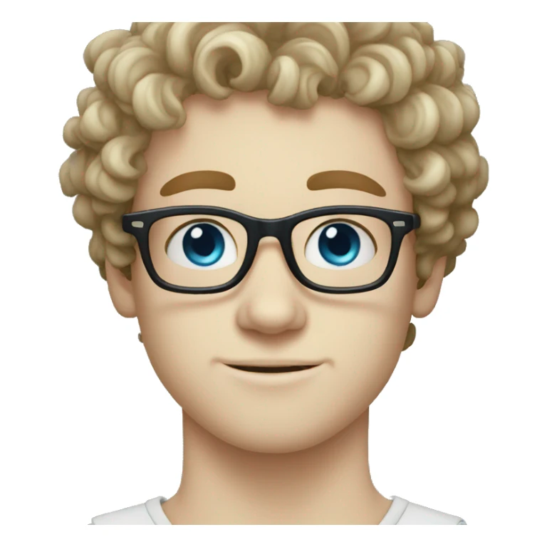 nerd, glasses, blue eyes, pale skin, curly hair sticker