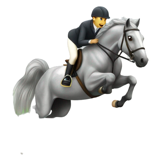 Grey dapple horse jumping over a jump  sticker