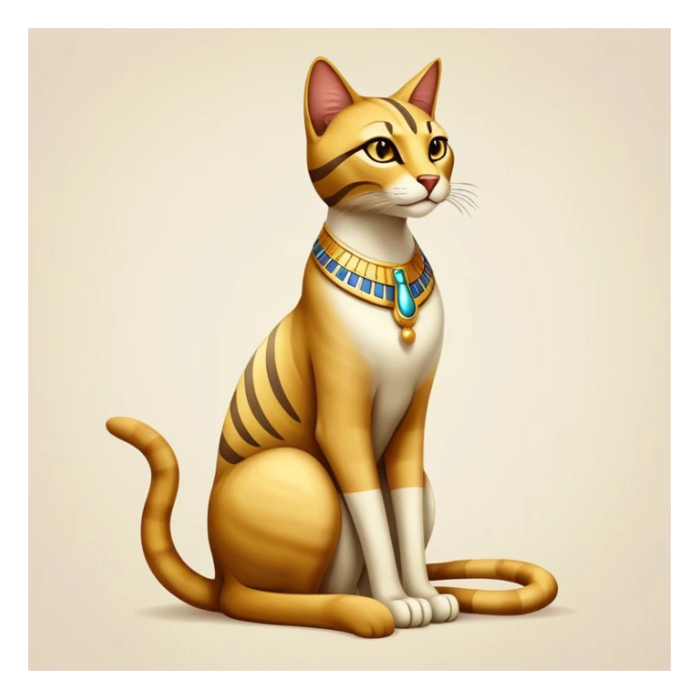 Egyptian cat full body sitting with Nile river background sticker