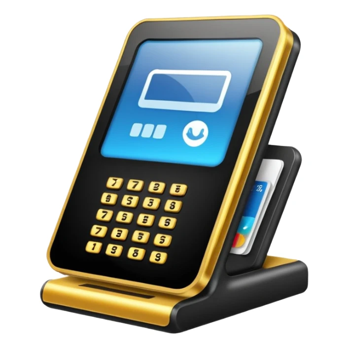 Icono de una terminal de pago con una tarjeta sticker