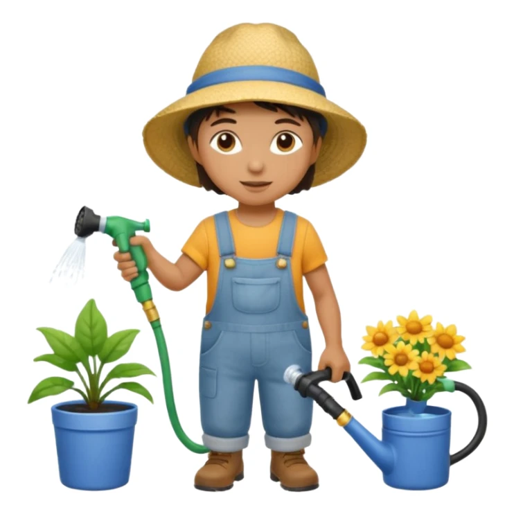 gardener watering with a hose sticker