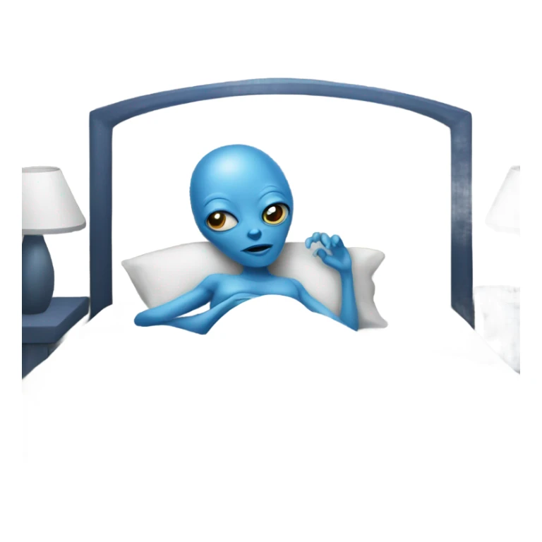 a blue alien woman , laying on the bed sticker