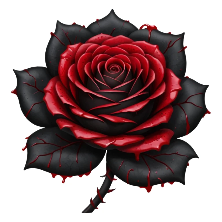 A pitch black aesthetic rose with blood splatter on it  sticker