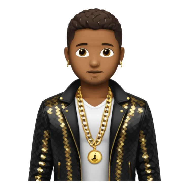 Usher with dark brown hair, black sequin jacket, shirtless with necklace  sticker