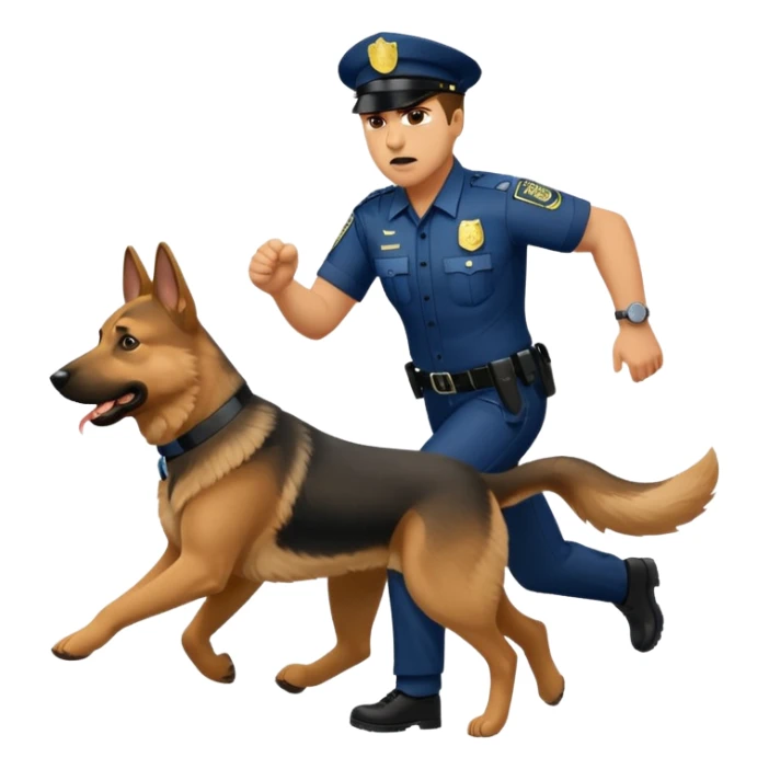 Police with dog is angry and police is running sticker