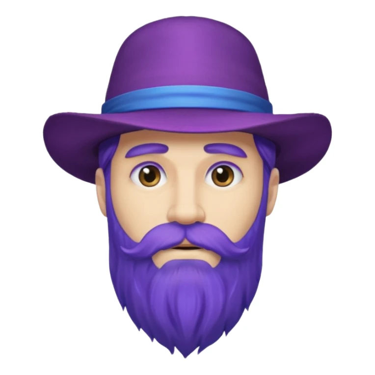 purple bearded, blue very long haired man with hat sticker