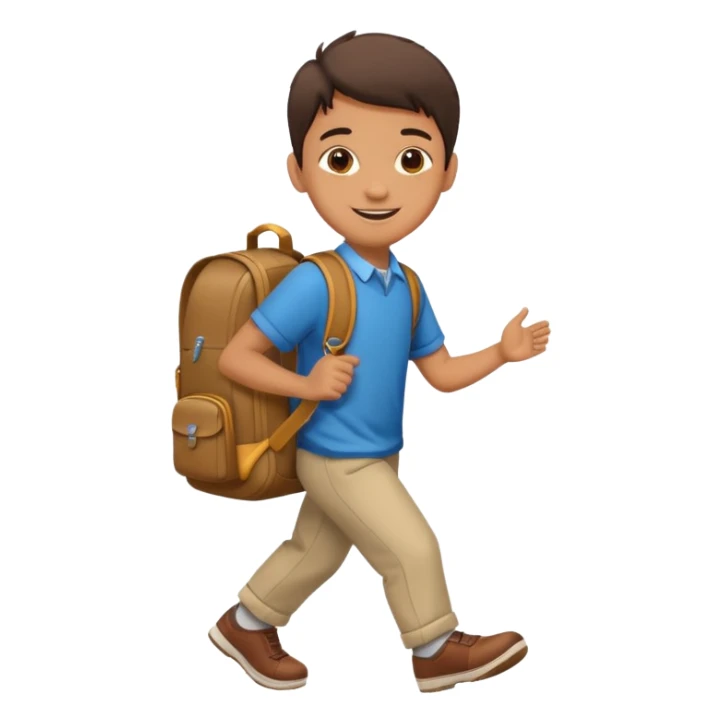 emoji of a boy with a school bag stepping sticker