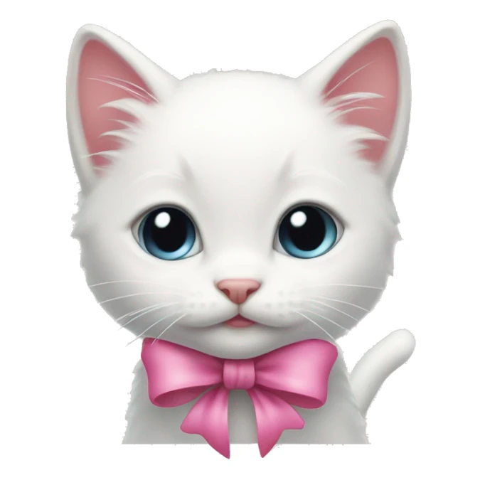 little white kitten with a pink bow sticker