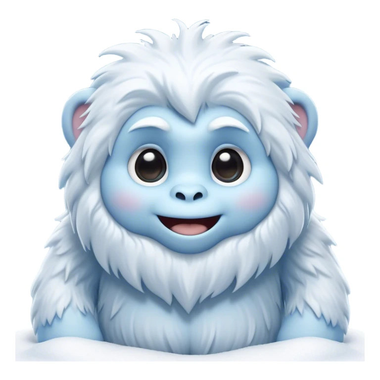 Cinematic Cute Yeti Portrait Emoji, with a charming, small, fluffy form in soft snowy whites and cool blues, featuring big, innocent eyes and a shy, gentle smile, simplified yet irresistibly endearing, highly detailed with a soft glowing outline that captures the whimsical charm of a friendly yeti ready for a cuddle! sticker