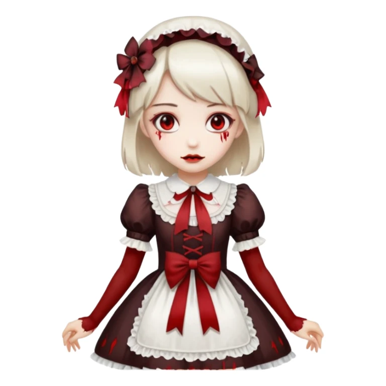 Lolita dress, white and blood sticker