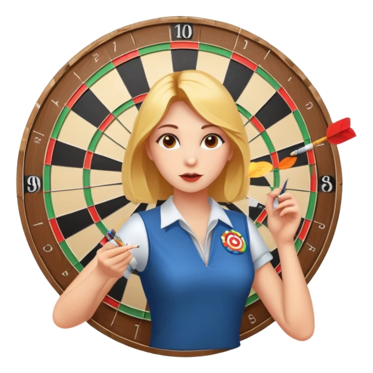 Girl playing darts but throwing cigarettes and chicken at the dart board sticker