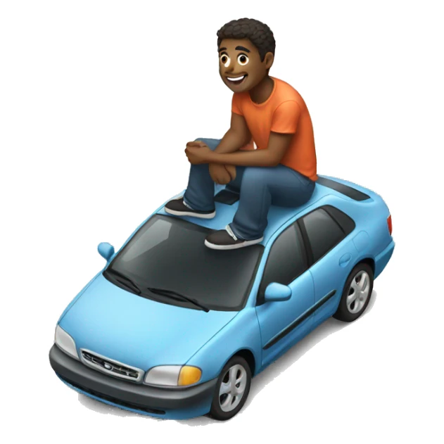 man sitting on top of car sticker