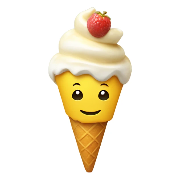 yellow emoji smiling with icecream sticker