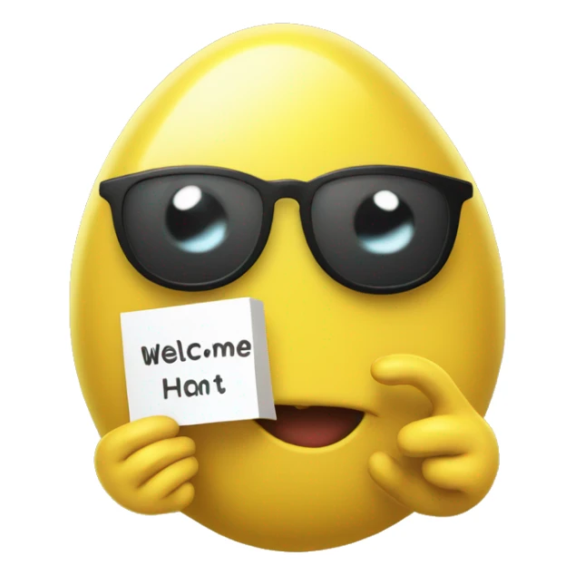 cute yellow blob holding a sign that says "Your Welcome" sticker