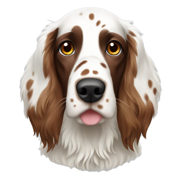 White and brown english setter with Brown ears  sticker