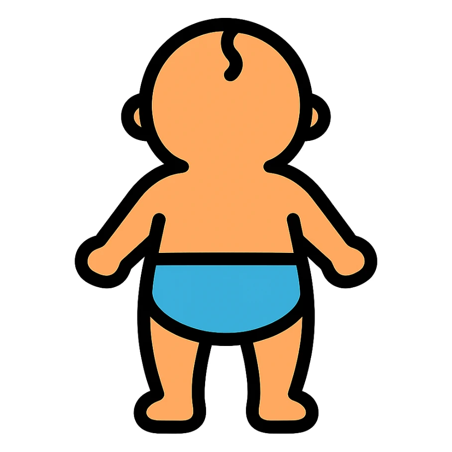 color outline icon of a baby standing with back facing sticker