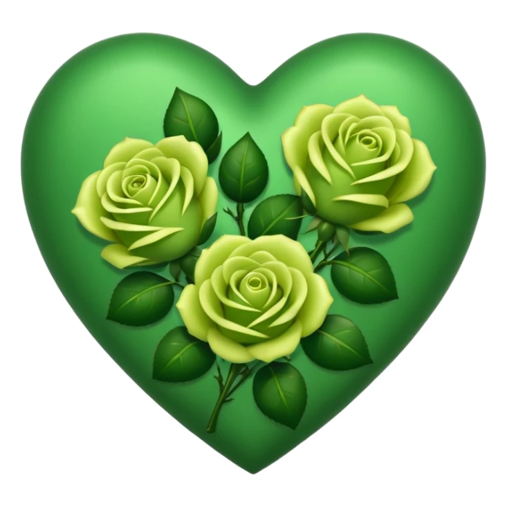 Green Heart with Little 3 green Roses around sticker