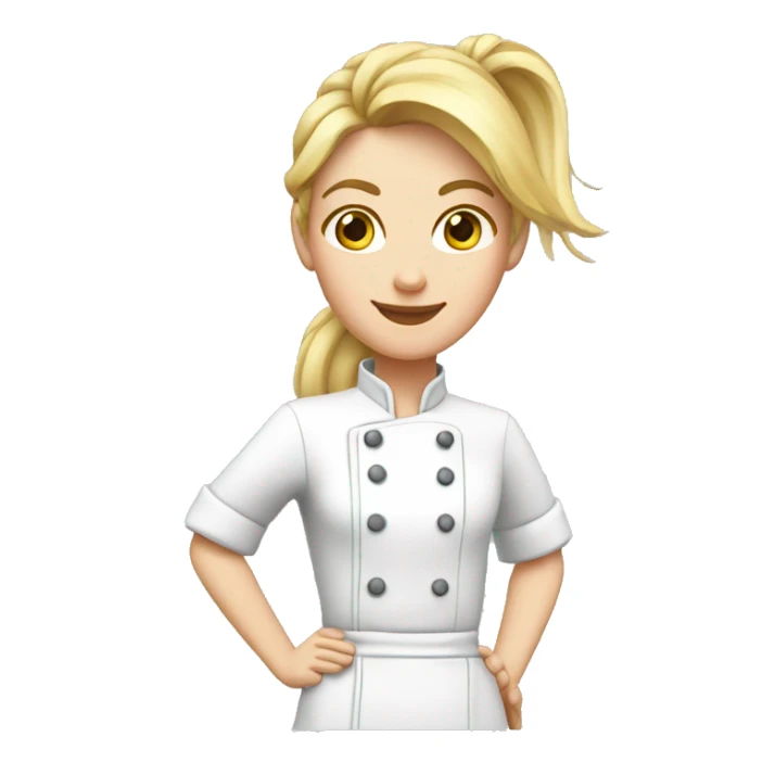middleage chef blond ponytail with hazel eyes and white skin sticker