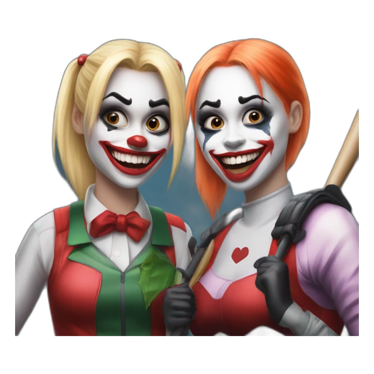 Simple Joker and Harley Quinn with chewing gum and baseball bat sticker
