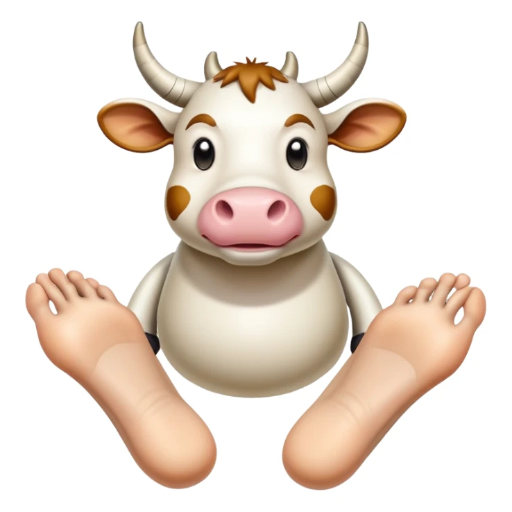 A cow-headed Saturn planet hybrid standing on huge human feet with toes, with Saturn's rings tilted around the middle of the body sticker