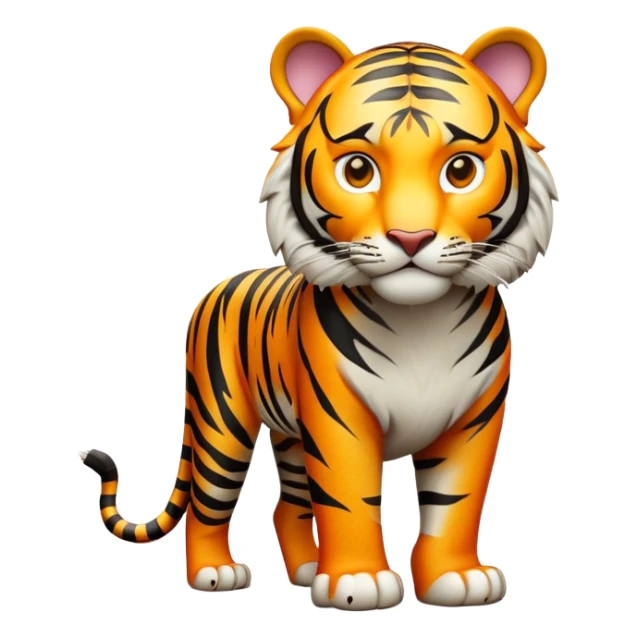 cinematic- noble-tiger-realistic-full-body-standing-emoji,-massive-striped-frame-exuding-power-and-grace,-bold-orange-fur-with-thick-black-stripes,-head-tilted-dramatically,-piercing-yellow-eyes-focused-intensely,-simplified-yet-realistic-focused-features,-highly-detailed,-glowing-with-an-almost-sarcastic-glow expressive eyes sticker