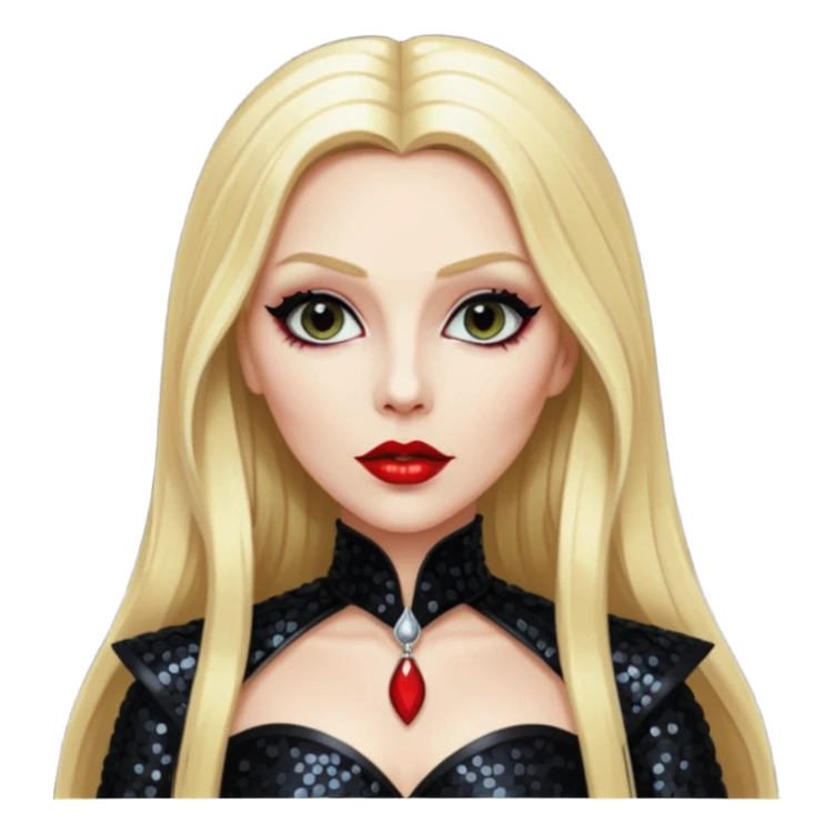 Countess Dracula with long blonde hair, black sequin outfit  sticker