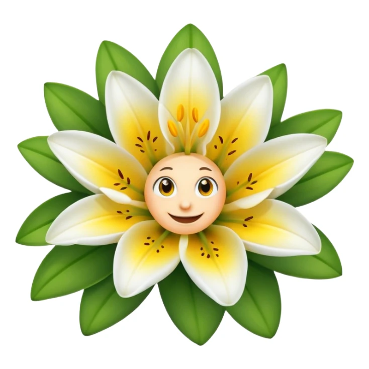 lily flower with eyes and smile no face sticker
