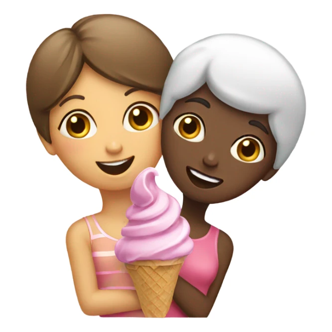 Two girls sharing an ice cream  sticker