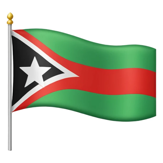 Still flag with three stripes going across from right to left top on is green middle one is white with one black star in the center and the last stripe is red  sticker