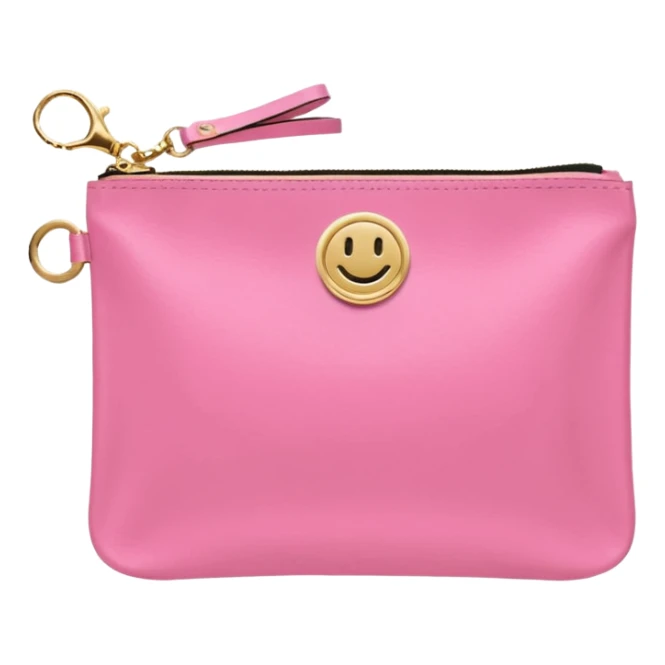 pink stoney clover lane rectangle pouch with shiny gold hardware and a circle zipper puller in sticker