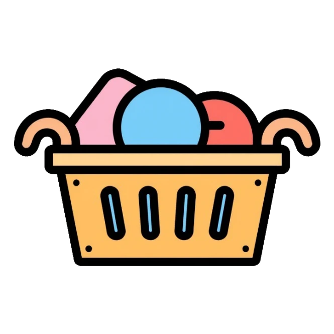 laundry basket with clothes sticker