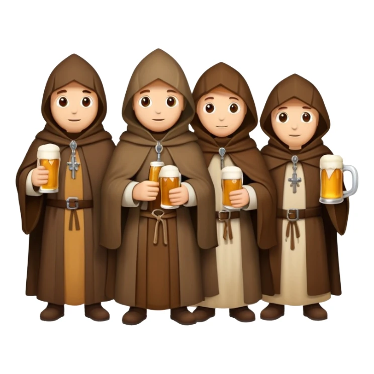 group of medieval pilgrims with cloaks and beer bottles sticker