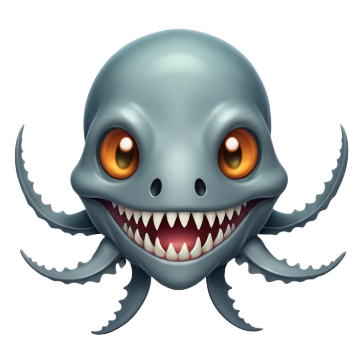 Happy Reaper Leviathan from Subnautica, underwater creature with mandibles, cheerful expression sticker