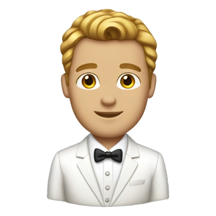 groom with light brown hair white tux sticker