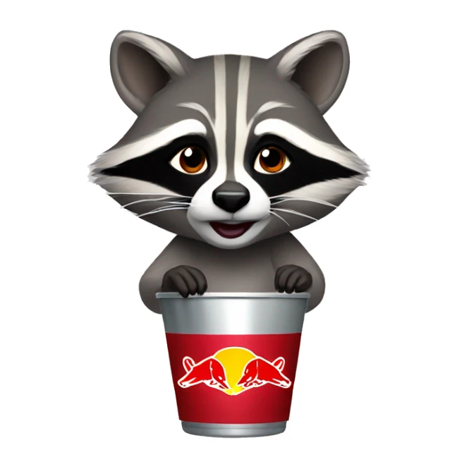 Female Racoon drinking a red Bull  sticker