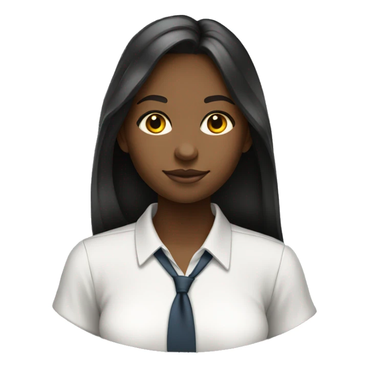 young black female student with straight  long hair studying white collar shirt sticker