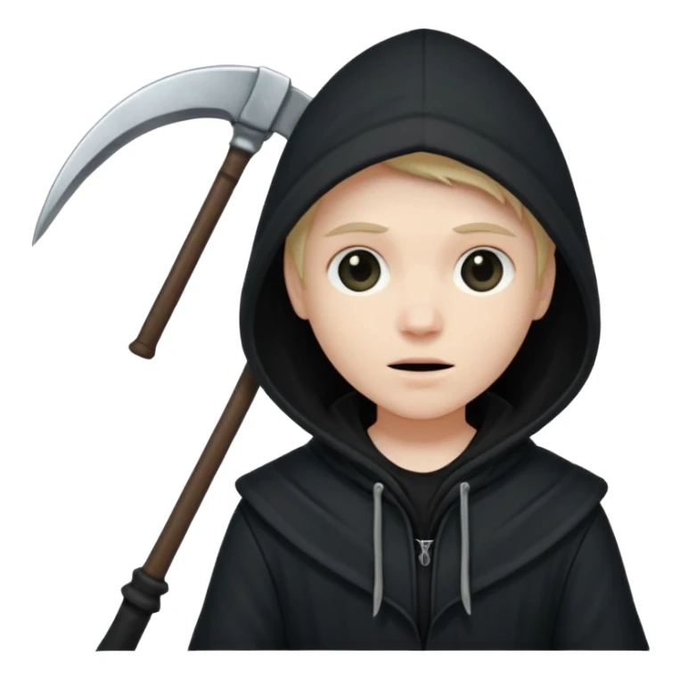 zoomed black hood skull scythe sticker