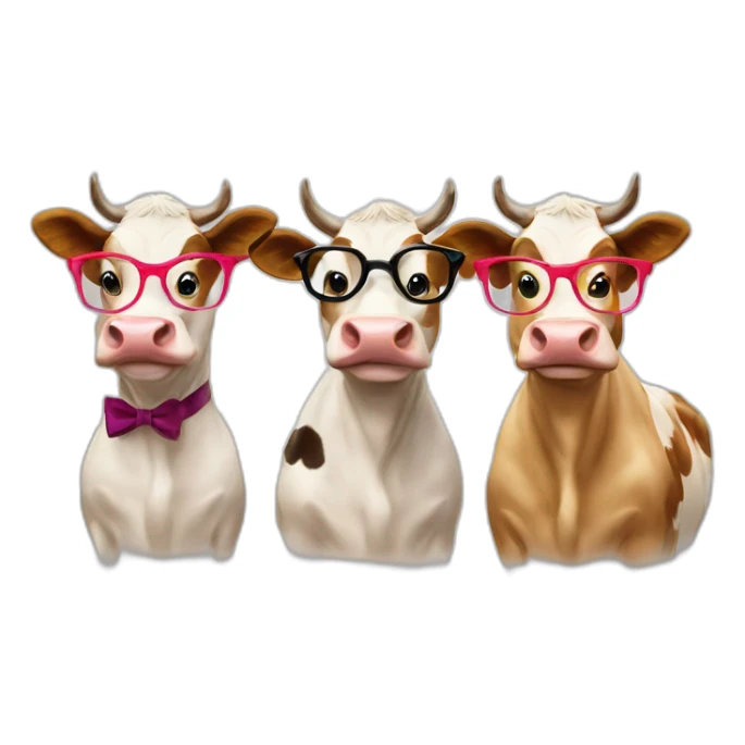Three smiley cows with three glasses of wine sticker