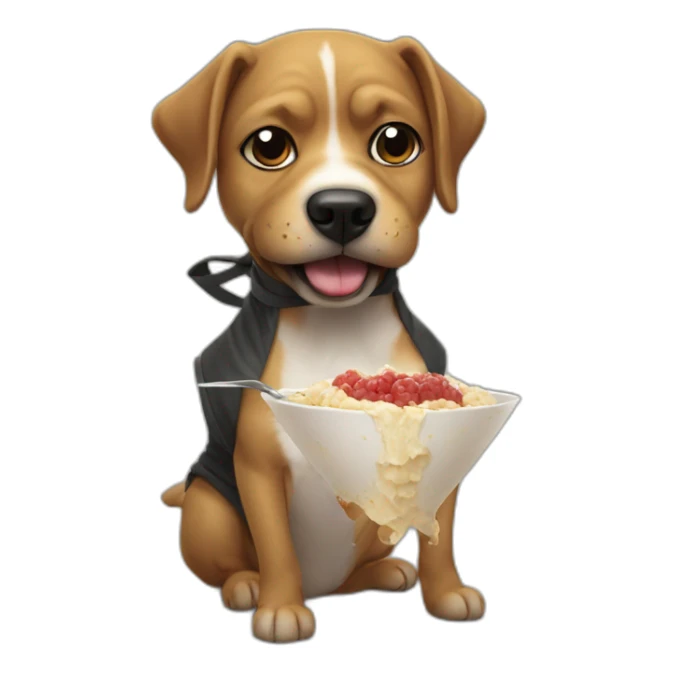 dog like ninja eating lovely cute shit sticker