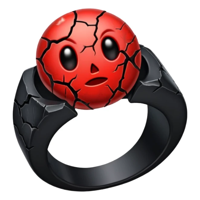 iOS sticker, cursed ring, black shades, red crack, minimal sticker
