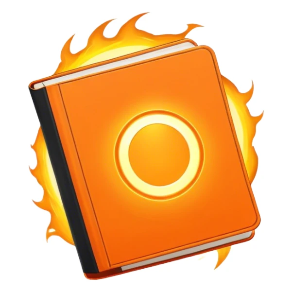 A bright orange book with a black, bold X with an edgy texture, exuding energy and pure, unapologetic confidence..orange halo aura.. unstoppable sticker