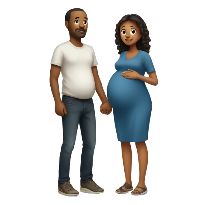 A pregnant woman with her husband  sticker