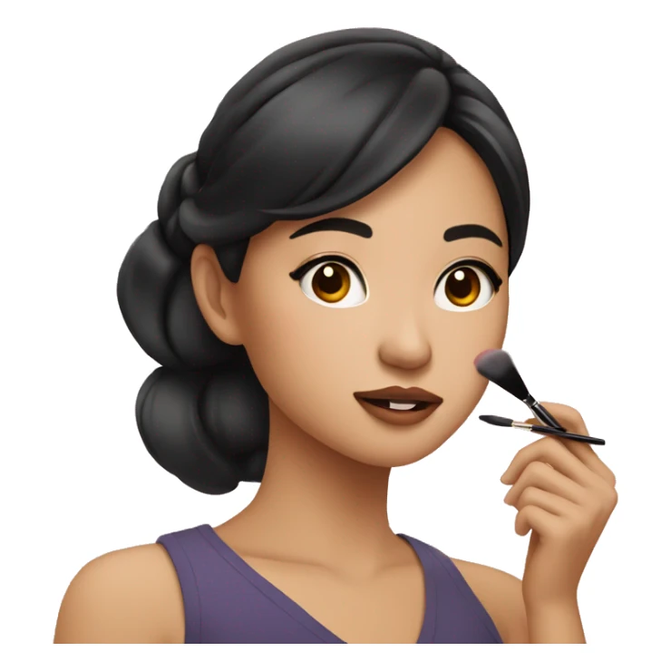 brunette asian girl doing her makeup sticker
