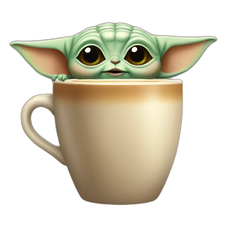 Baby yoda drink coffee sticker