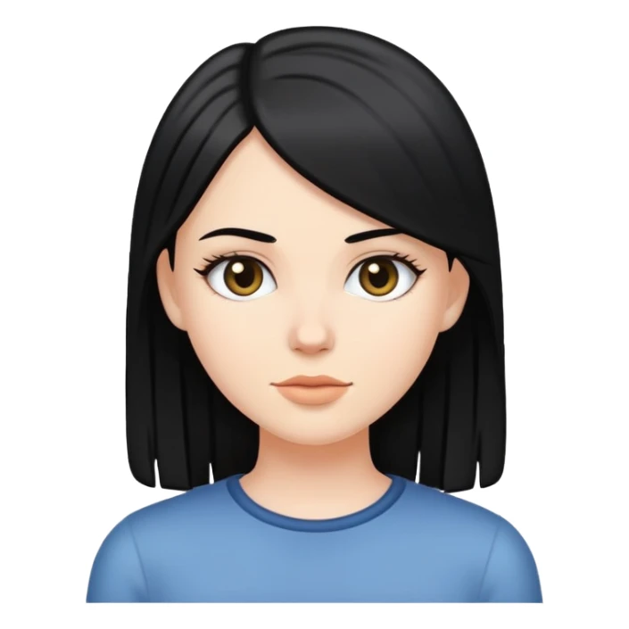 White girl with black straight hair sticker